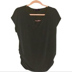 annabelle Dark Green Ruched Sides Popover Top Size Medium